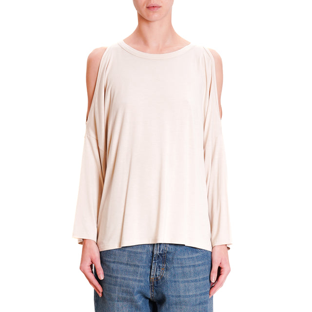 Kontatto-T-shirt cut out in jersey - beige