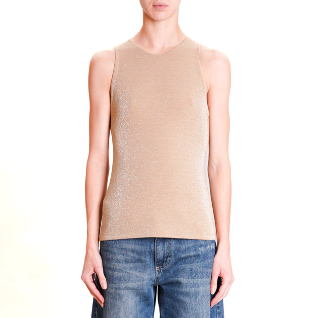 Kontatto-Lurex halterneck tank top - biscuit