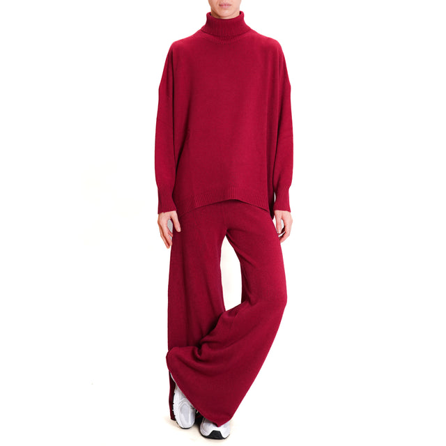 Kontatto-QS Drawstring Knitted Trousers - Bordeaux