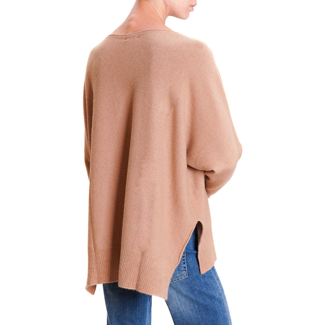 Kontatto-QS Oversized Side Slit Sweater - Caramel