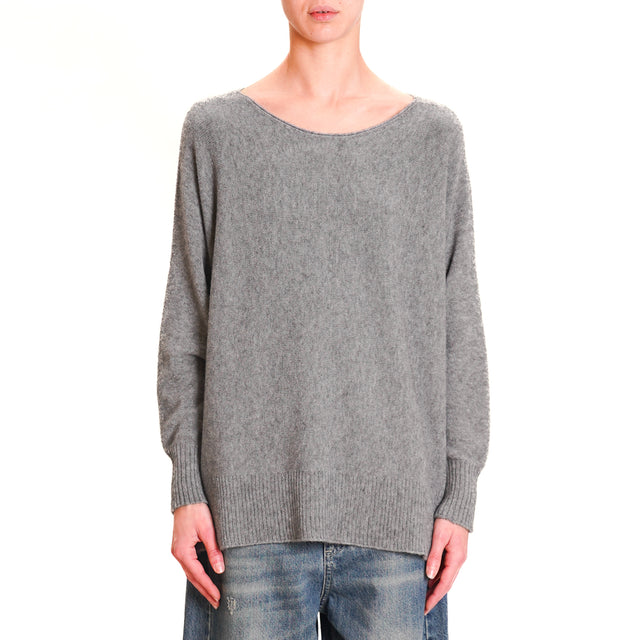 Kontatto-QS Oversized Side Slit Sweater - Medium Grey