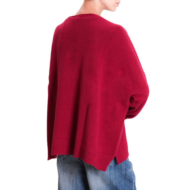 Kontatto-Cardigan with side slits - Bordeaux