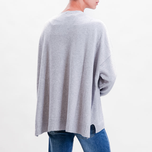 Kontatto-Cardigan con spacchi laterali - grigio chiaro