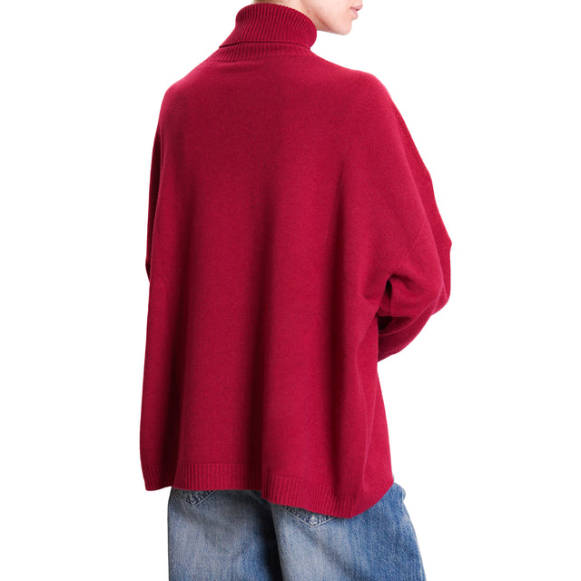 Kontatto-QS High Neck Oversized Sweater - Bordeaux