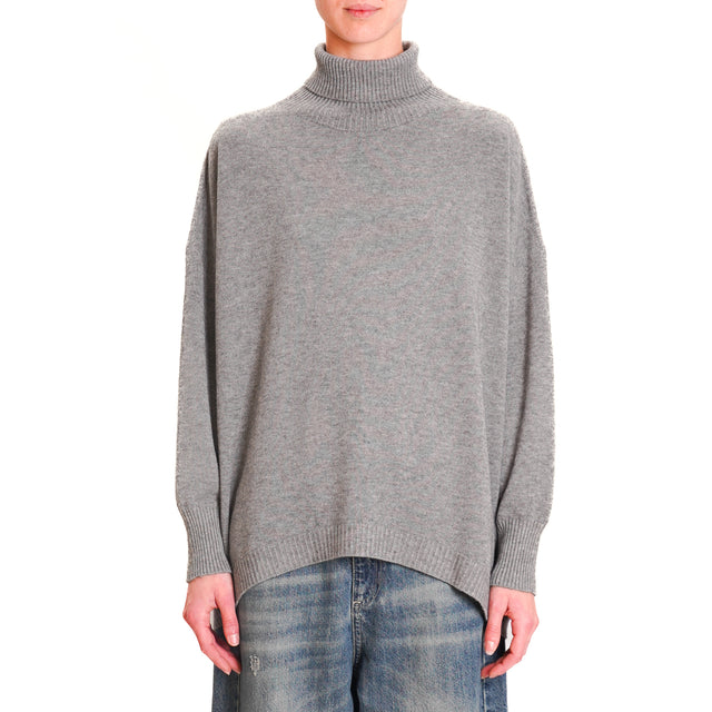 Kontatto-QS High Neck Oversized Sweater - Medium Grey