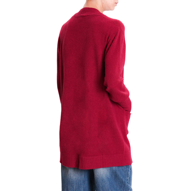 Kontatto-Cardigan with pockets - Bordeaux