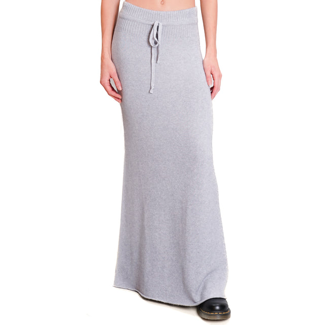 Kontatto-QS Knitted Skirt with Drawstring - Light Grey