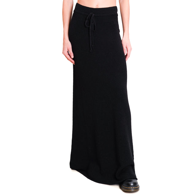 Kontatto-QS Knit Skirt with Drawstring - Black