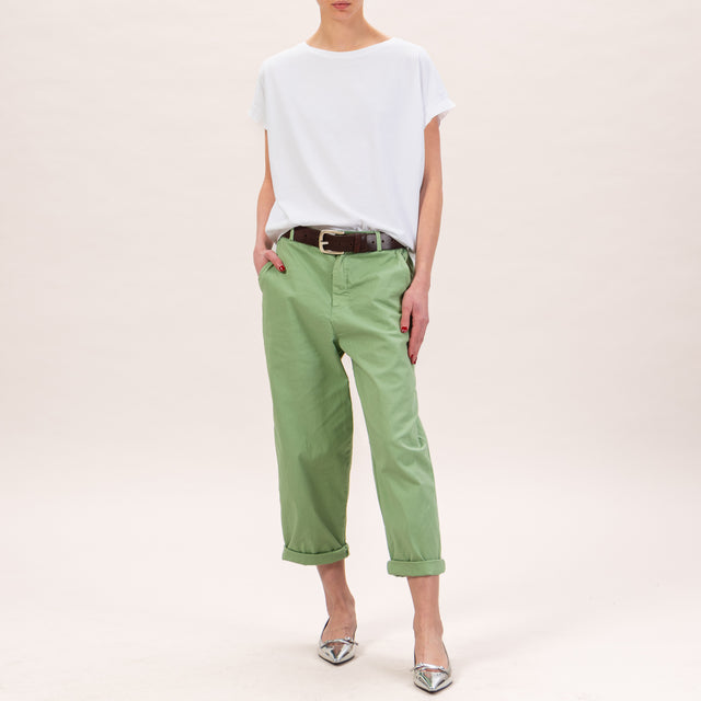 Zeroassoluto-Pantalone LORY baggy elasticizzato - green bay