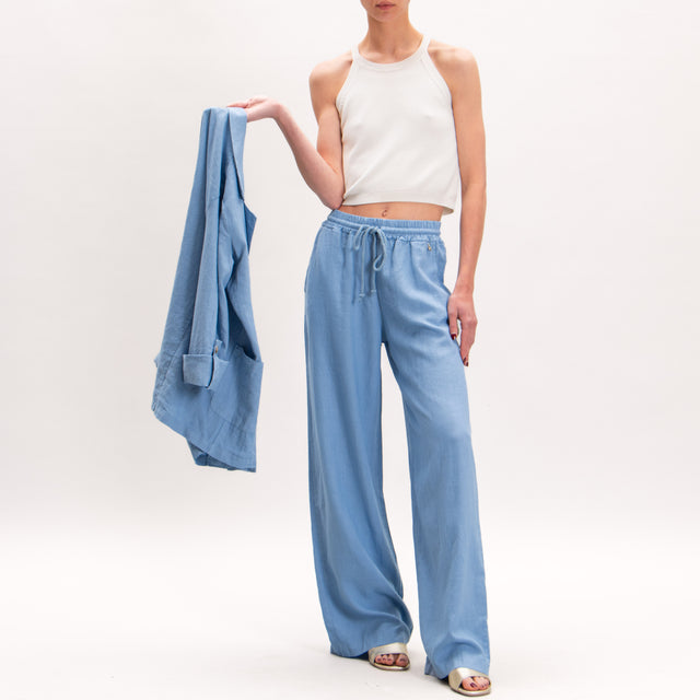 Souvenir-Pantalone misto lino elastico in vita - carta da zucchero