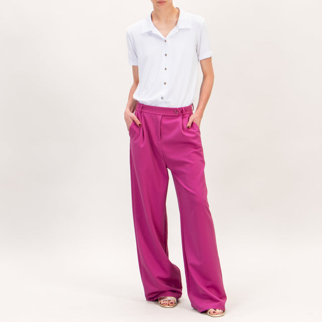 Zeroassoluto-Pantalone BALY wide leg 1 pinces - ortensia