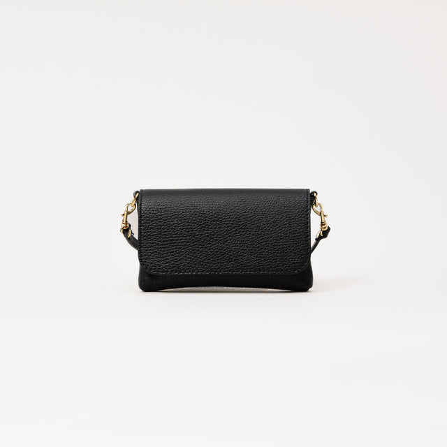 W by white mood-Genuine leather clutch bag - black