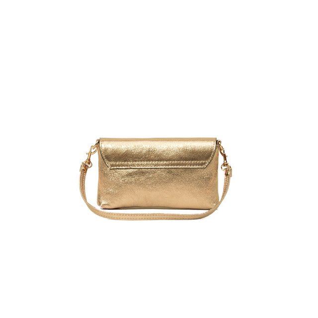 W by white mood-Genuine leather laminate clutch bag - gold laminate