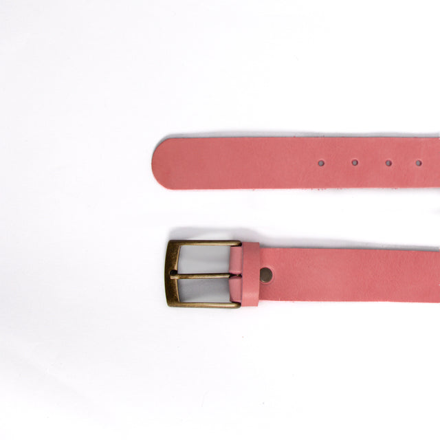 Zeroassoluto-Leather belt with bronze buckle - bubble