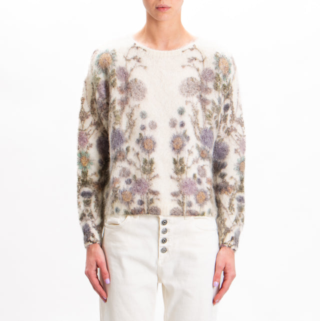 Tensione in-Maglia mohair fantasia fiori - burro