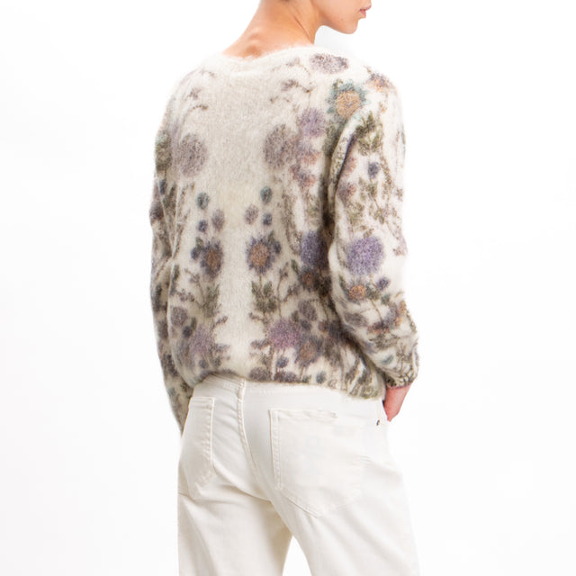 Tensione in-Maglia mohair fantasia fiori - burro