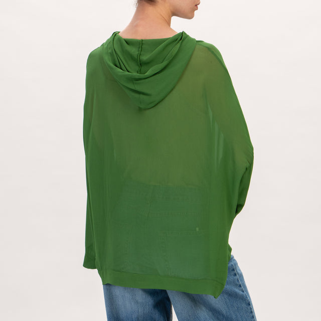 Zeroassoluto-Blusa georgette in viscosa - verde