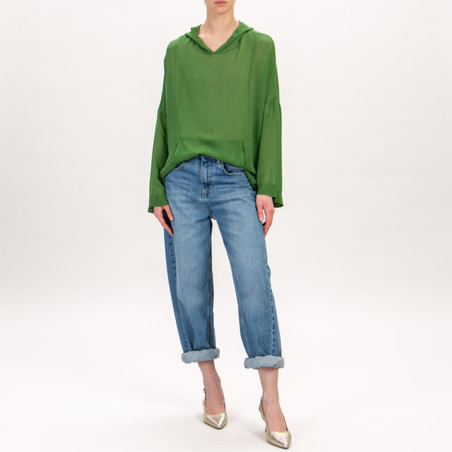 Zeroassoluto-Blusa georgette in viscosa - verde