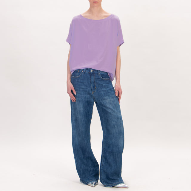 Zeroassoluto-T-shirt scatola in cotone stone wash - glicine