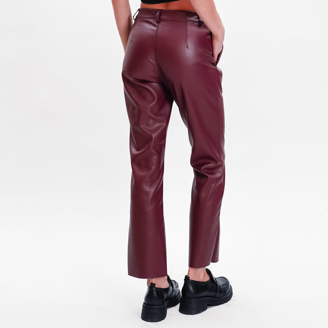 Motel-Straight imitation leather trousers - Bordeaux