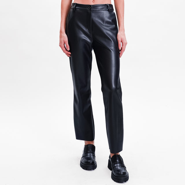 Motel-Pantalone similpelle straight - nero