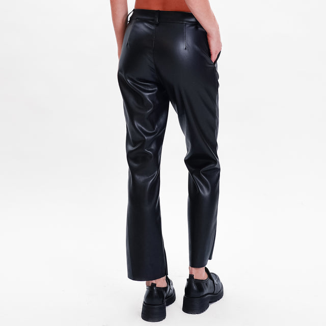 Motel-Straight faux leather pants - black