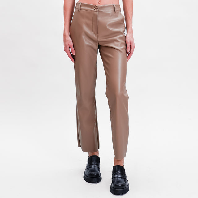 Motel-Pantalone similpelle straight - taupe