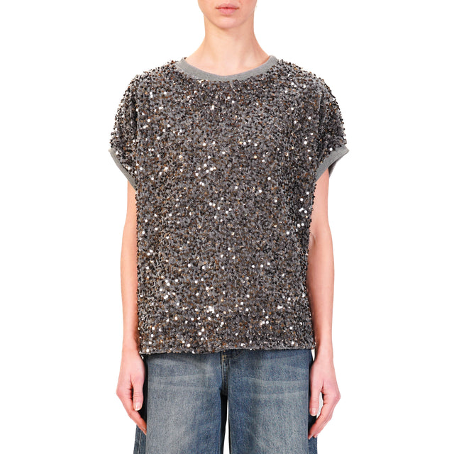 Motel-Blusa con paillettes - grigio