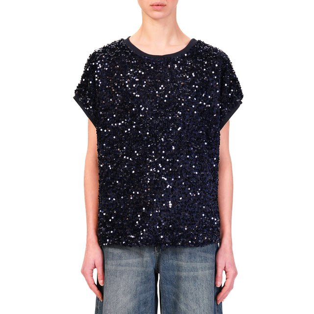 Motel-Blusa con paillettes - blu