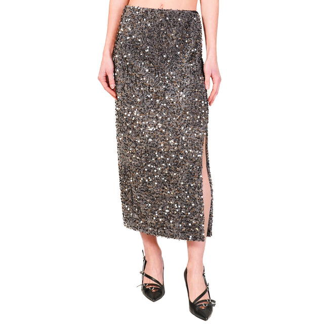 Motel-Sequin Skirt Elastic Waist - Grey