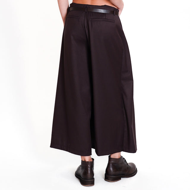 Motel-Pleated Skirt with Belt - Coffee