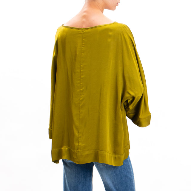 Motel-Blusa in satin manica 3/4 - olio