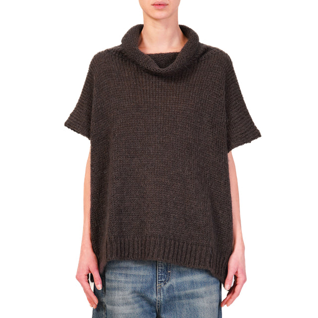 Motel-Mohair Donut Neck Sweater - Dark Brown