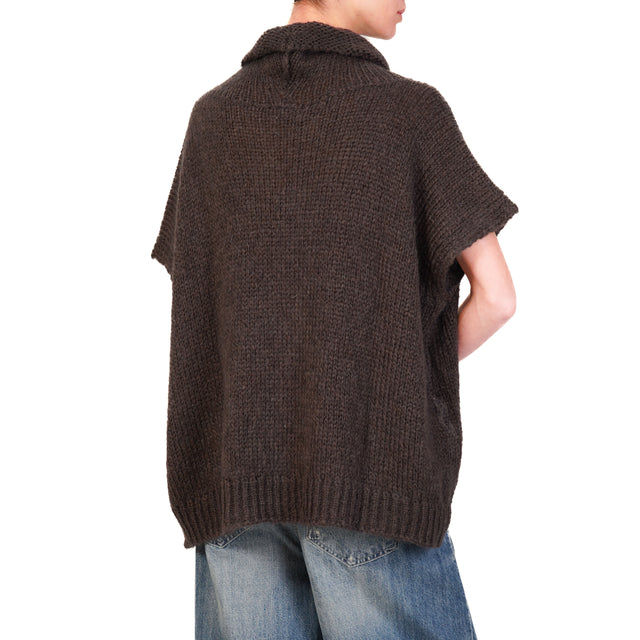 Motel-Mohair Donut Neck Sweater - Dark Brown