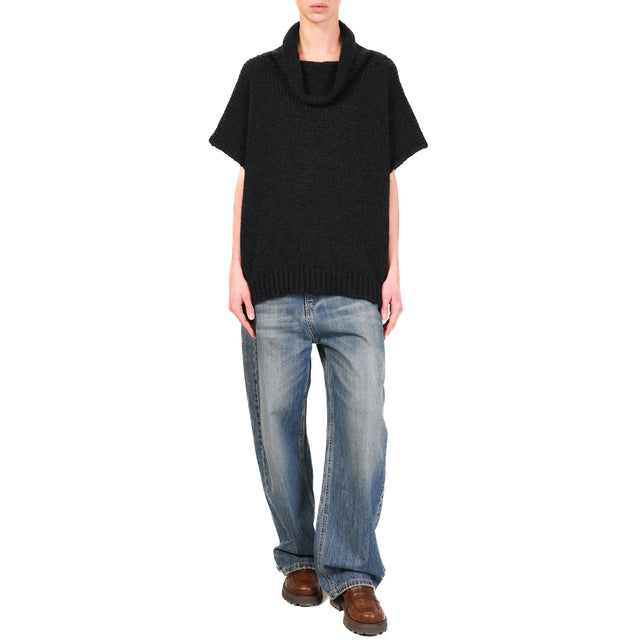 Motel-Maglia mohair collo alto - nero