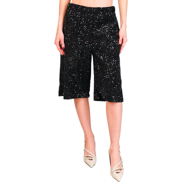 Motel-Bermuda sequin elastic waist - black