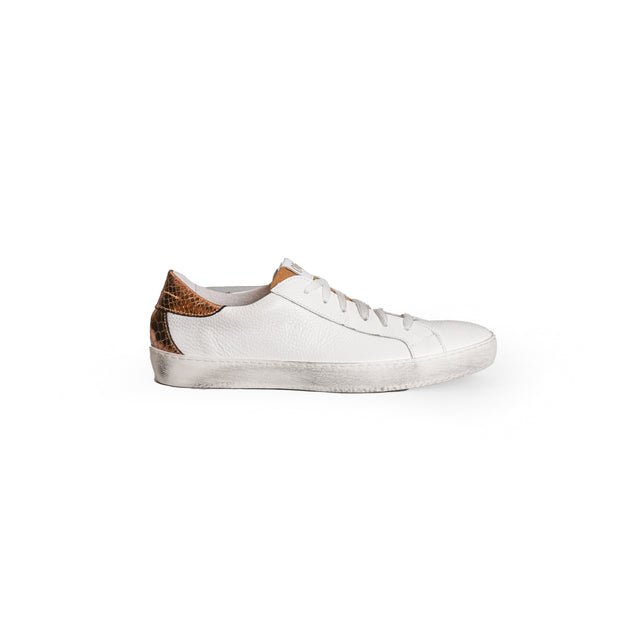 Ovye'-Two-tone leather sneakers - white/bronze