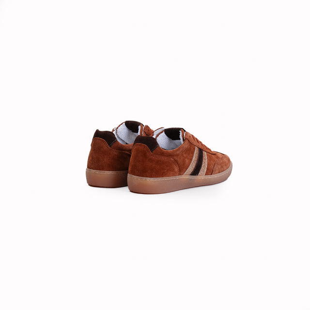 Ovye'-Sneaker suede con lurex - cognac/platino