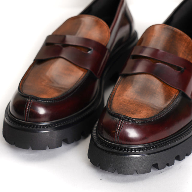 Ovye'-Two-tone naplak mocassin - burgundy/leather