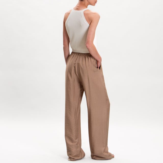 Dixie-Pantalone elastico dietro con pinces - beige