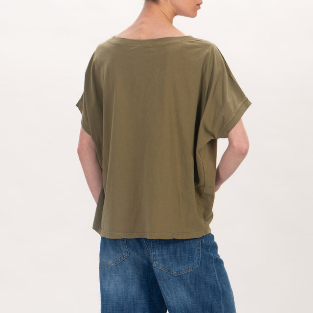 Zeroassoluto-T-shirt scatola in cotone stone wash - militare