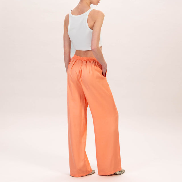 Wu'side-Pantalone in satin elastico dietro - melon