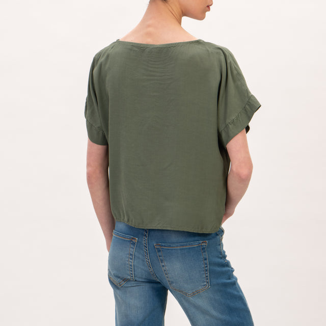 Zeroassoluto - Blusa scatolina in viscosa - militare