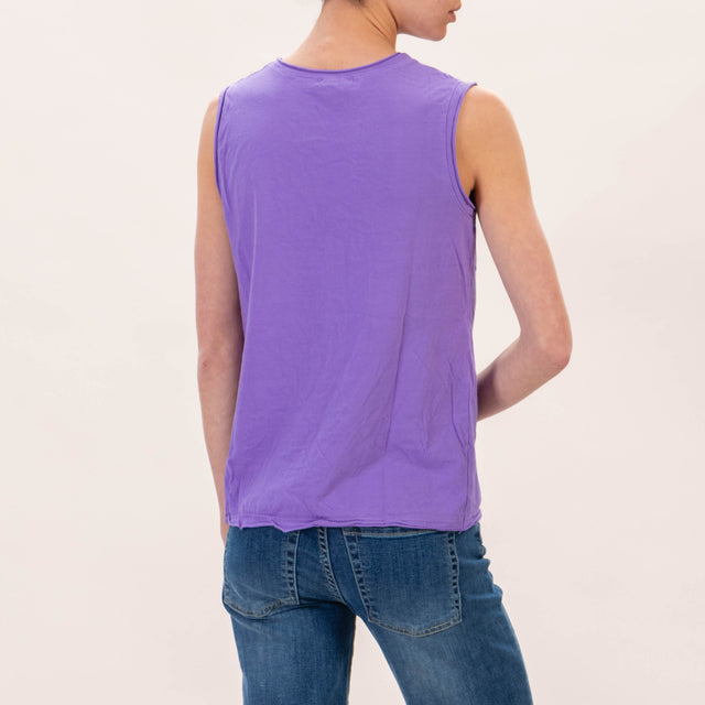 Zeroassoluto-T-shirt smanicata in cotone - viola