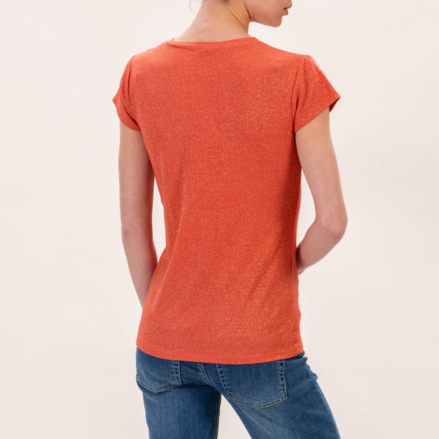 Zeroassoluto-T-shirt lurex - corallo