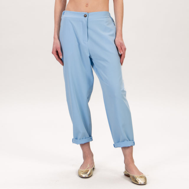 Zeroassoluto-Pantalone BATY loose fit - cielo