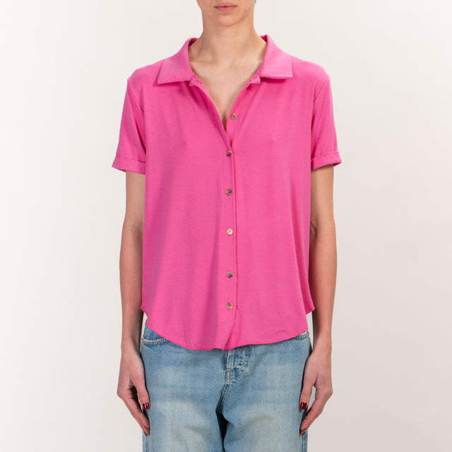 Zeroassoluto-Camicia CARLY mezza manica in jersey - fucsia