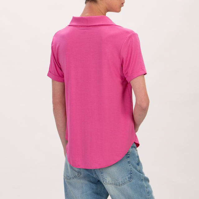 Zeroassoluto-Camicia CARLY mezza manica in jersey - fucsia