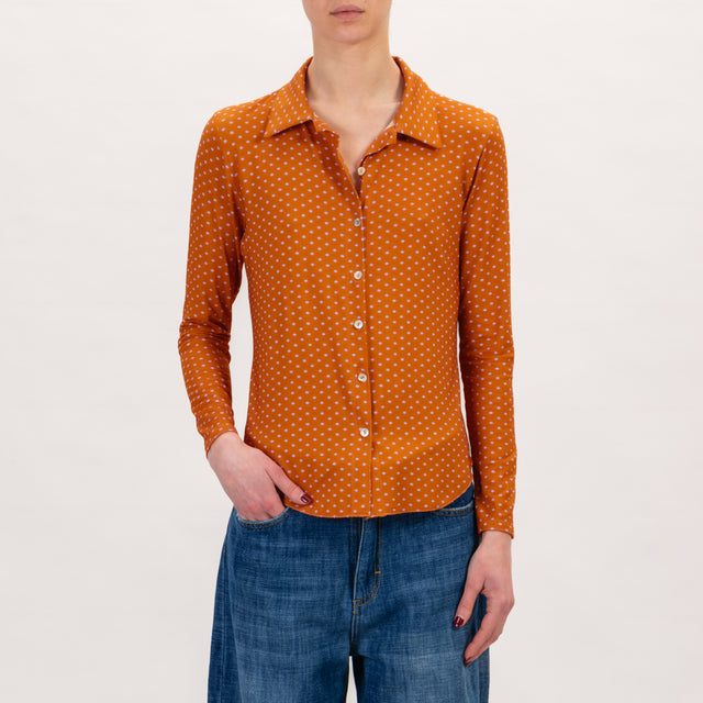 Zeroassoluto-Camicia CHARLY jersey pois - rame/lilla