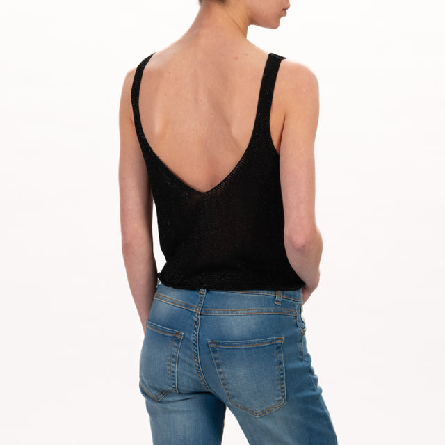 Zeroassoluto-Top crop con bretelle in lurex - Nero